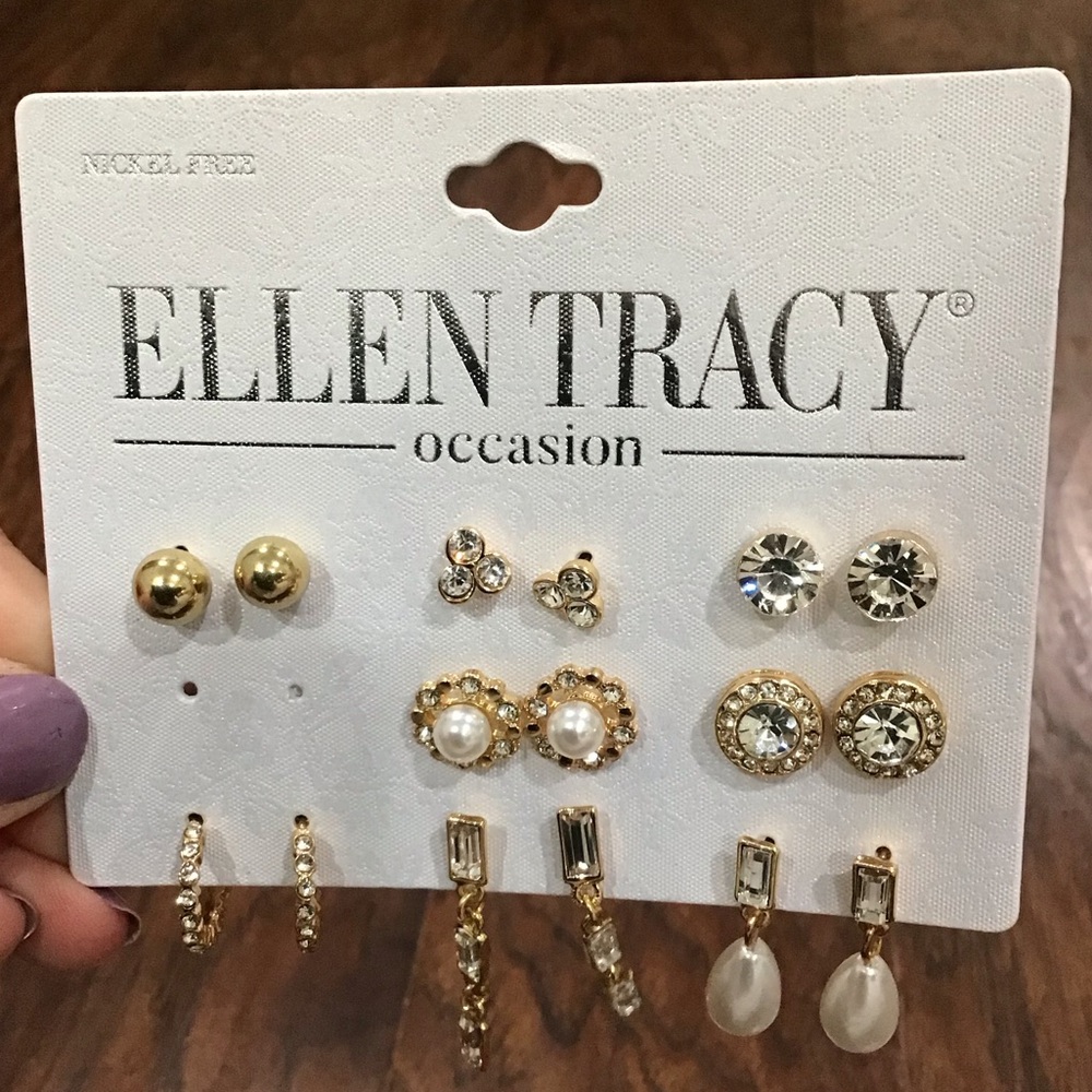 Ellen Tracy Gold and Crystal Earring Collection